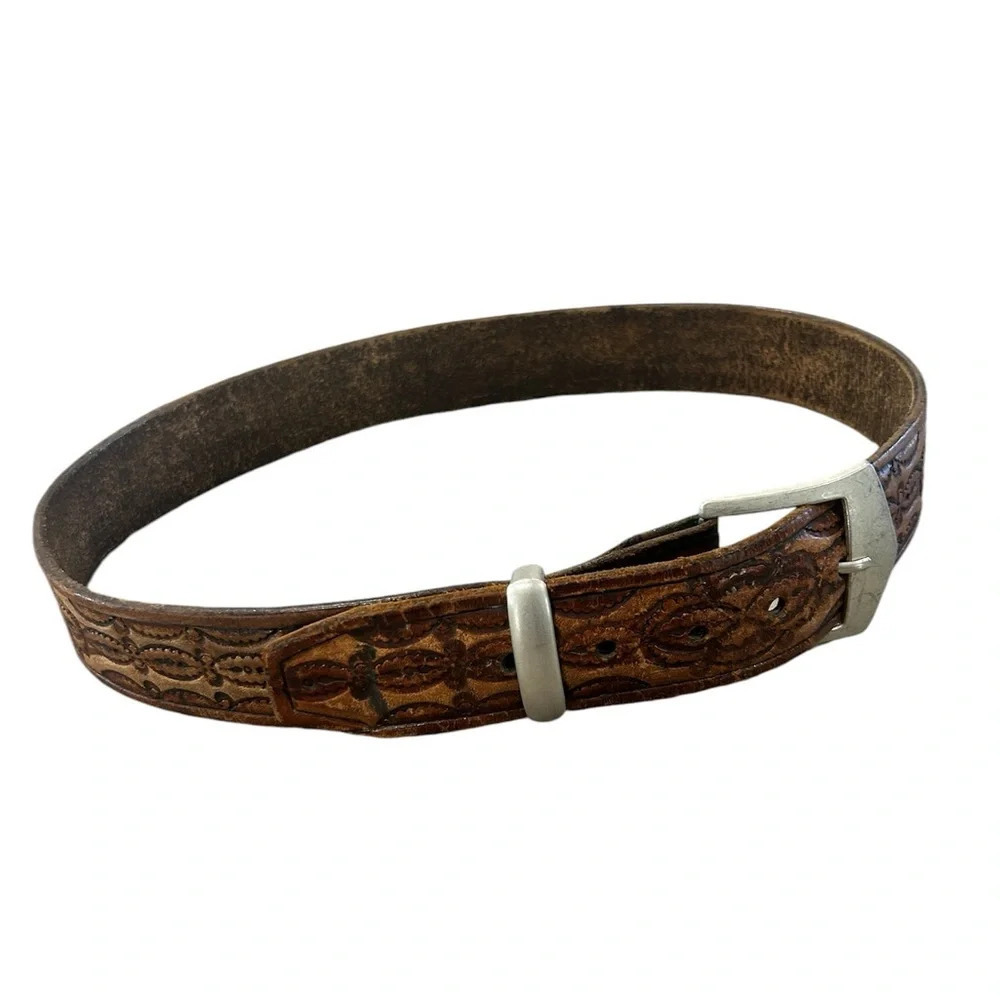 Vintage Western Tooled Leather Belt
